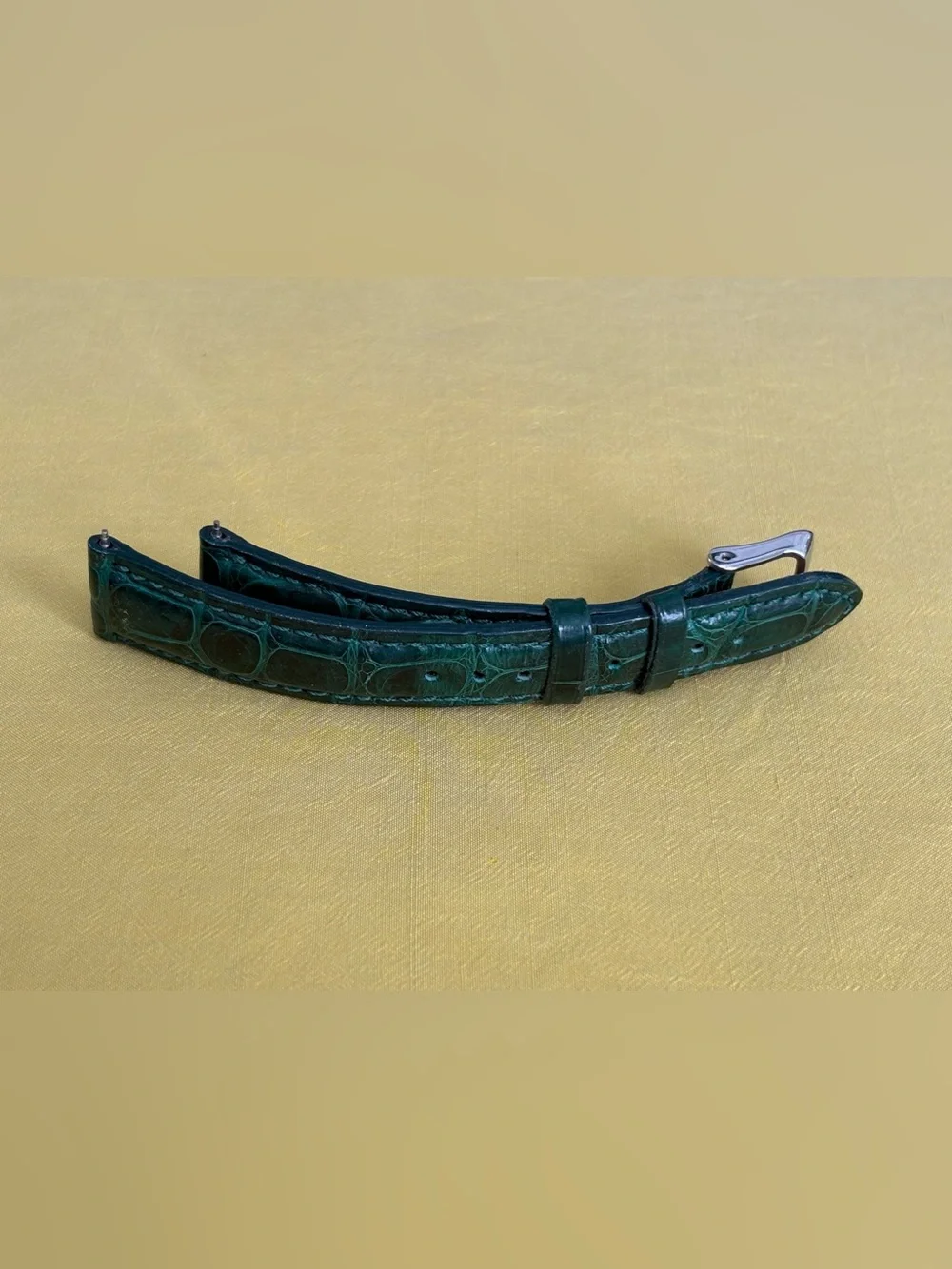 16mm Green Embossed Alligator Leather Strap